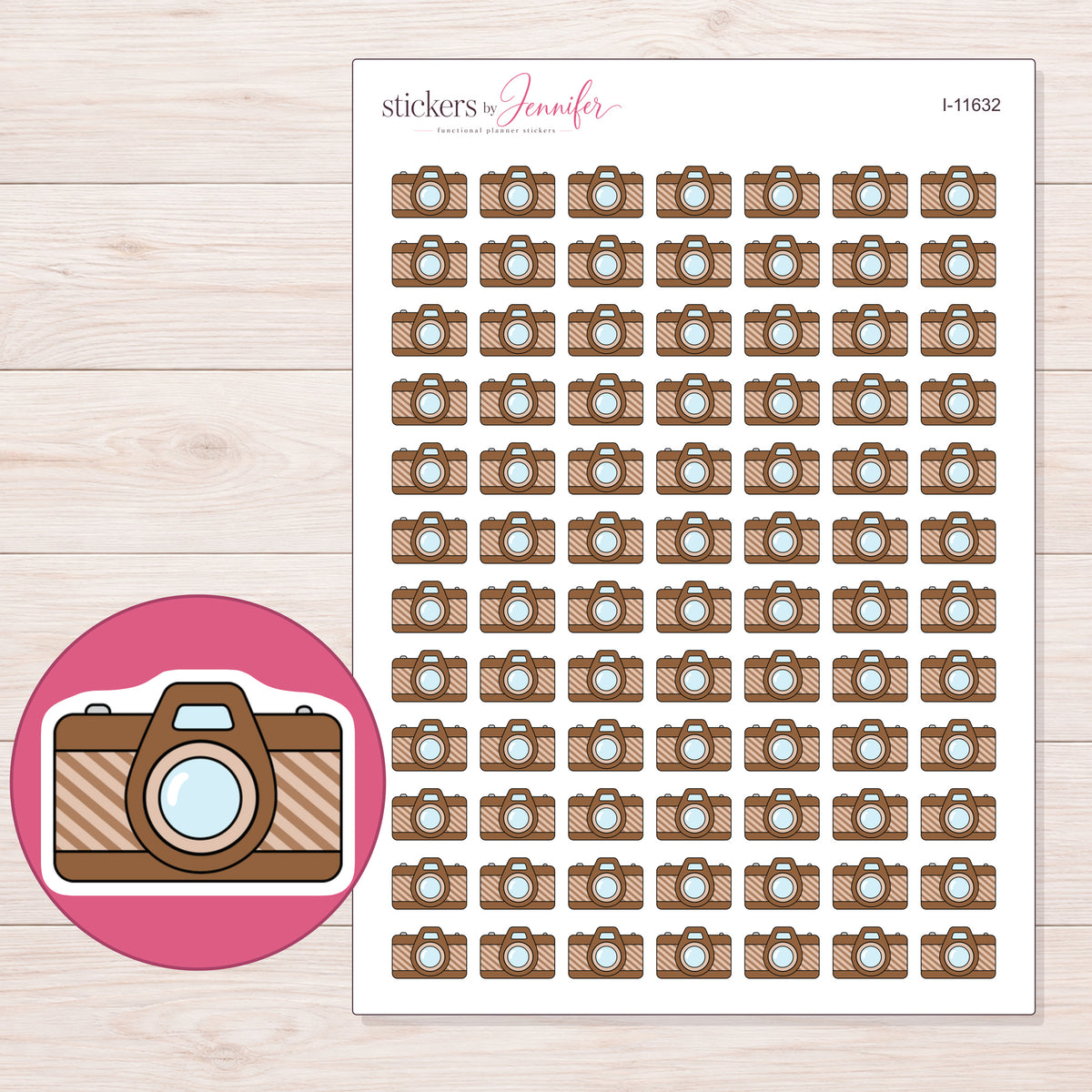 I-11632 planner sticker sheet with enlarged sticker detail