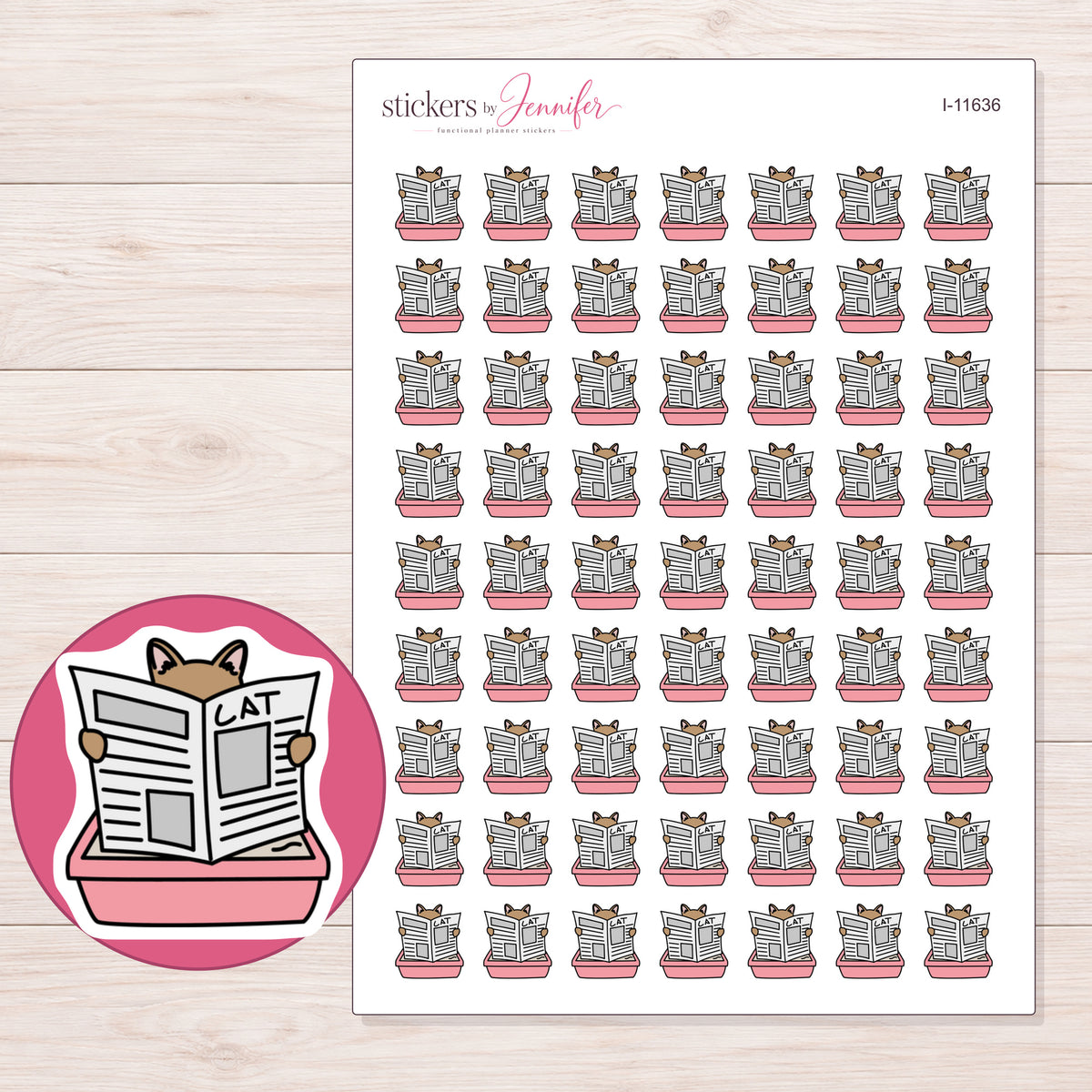 I-11636 planner sticker sheet with enlarged sticker detail