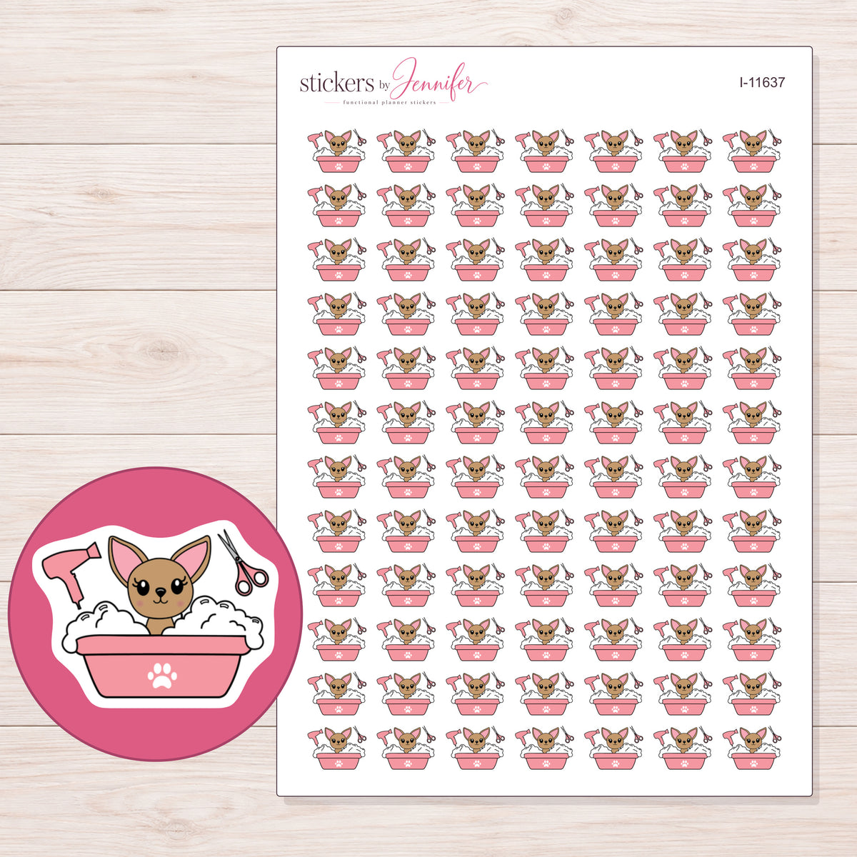 I-11637 planner sticker sheet with enlarged sticker detail