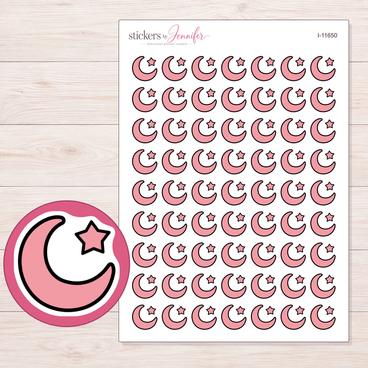 I-11650 planner sticker sheet with enlarged sticker detail