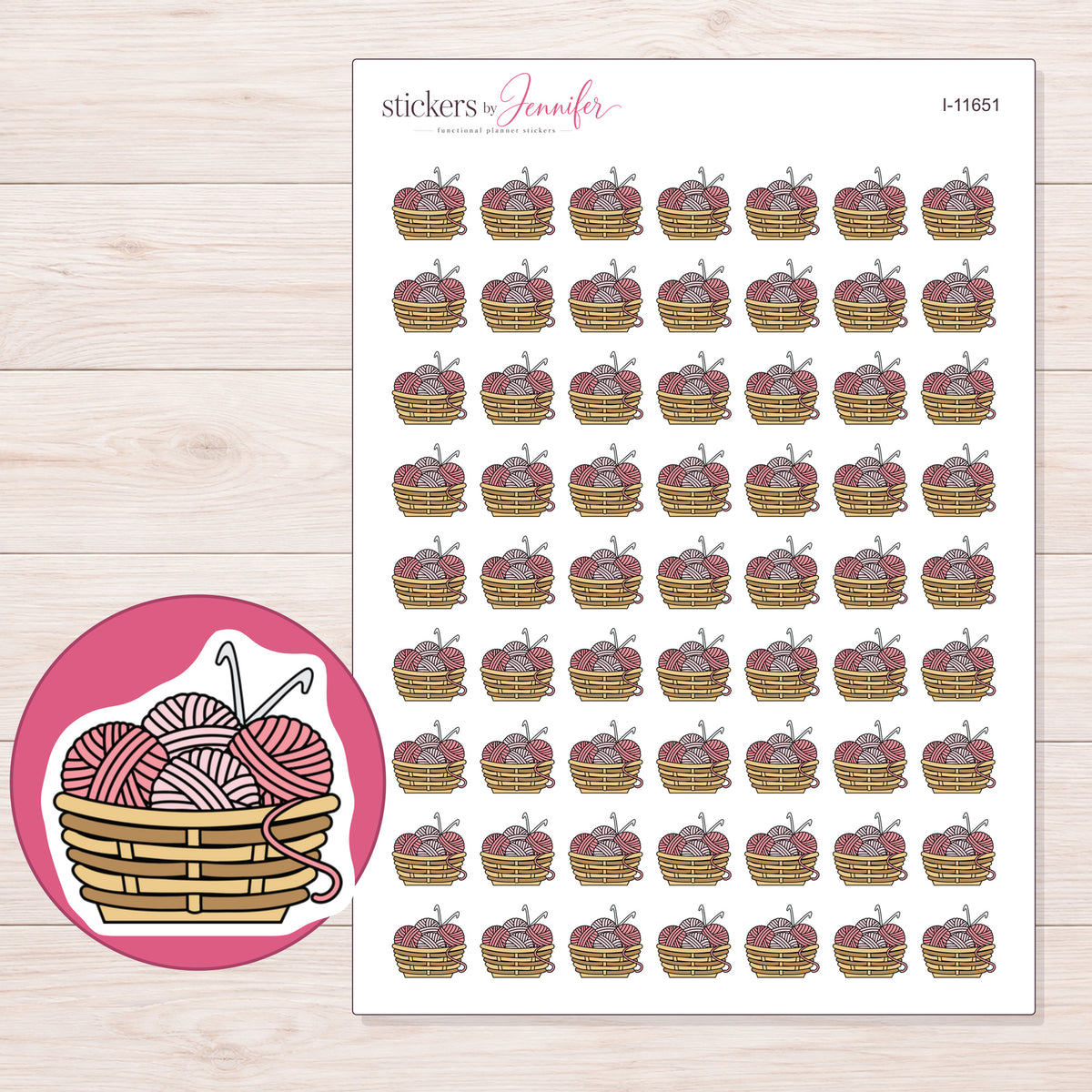 I-11651 planner sticker sheet with enlarged sticker detail