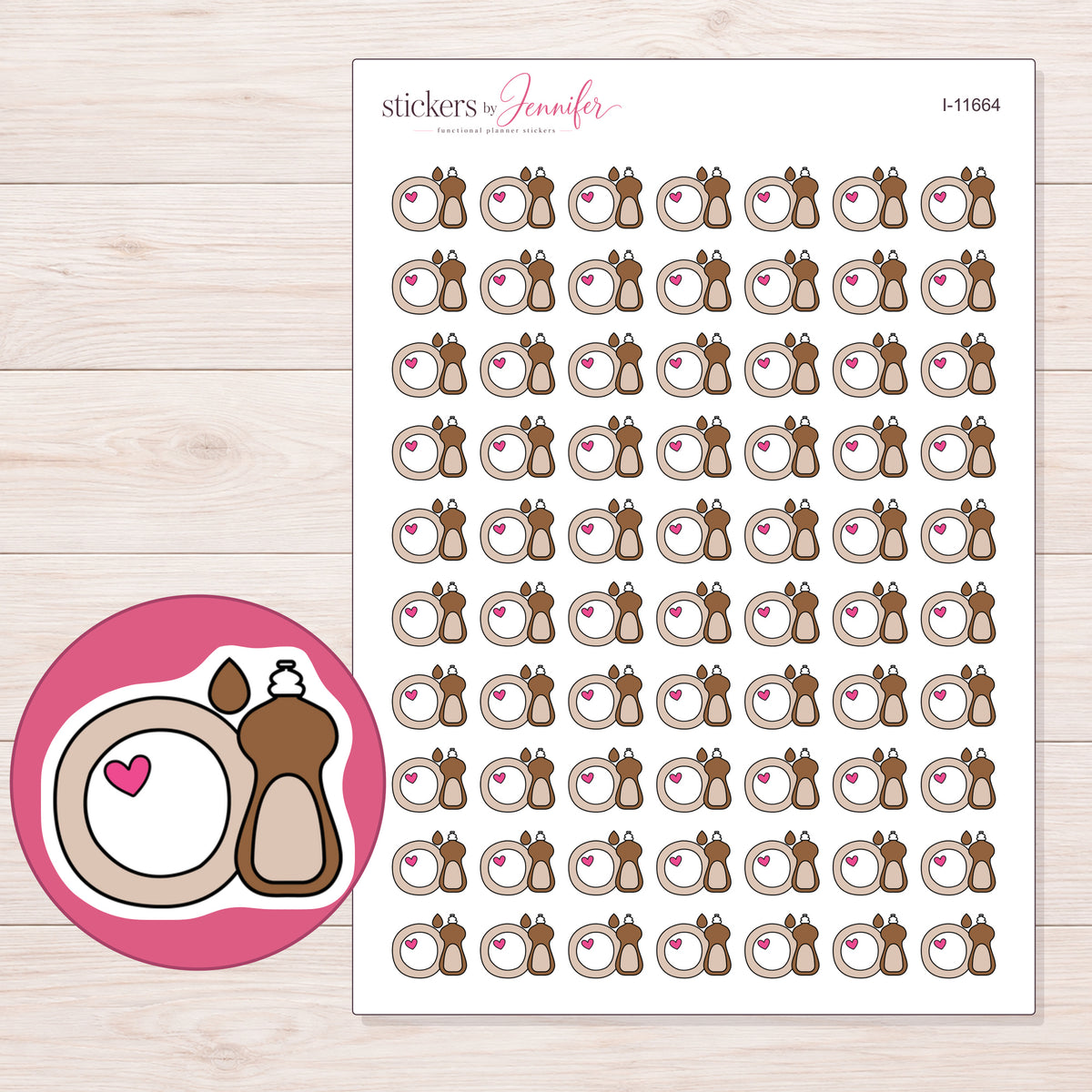 I-11664 planner sticker sheet with enlarged sticker detail