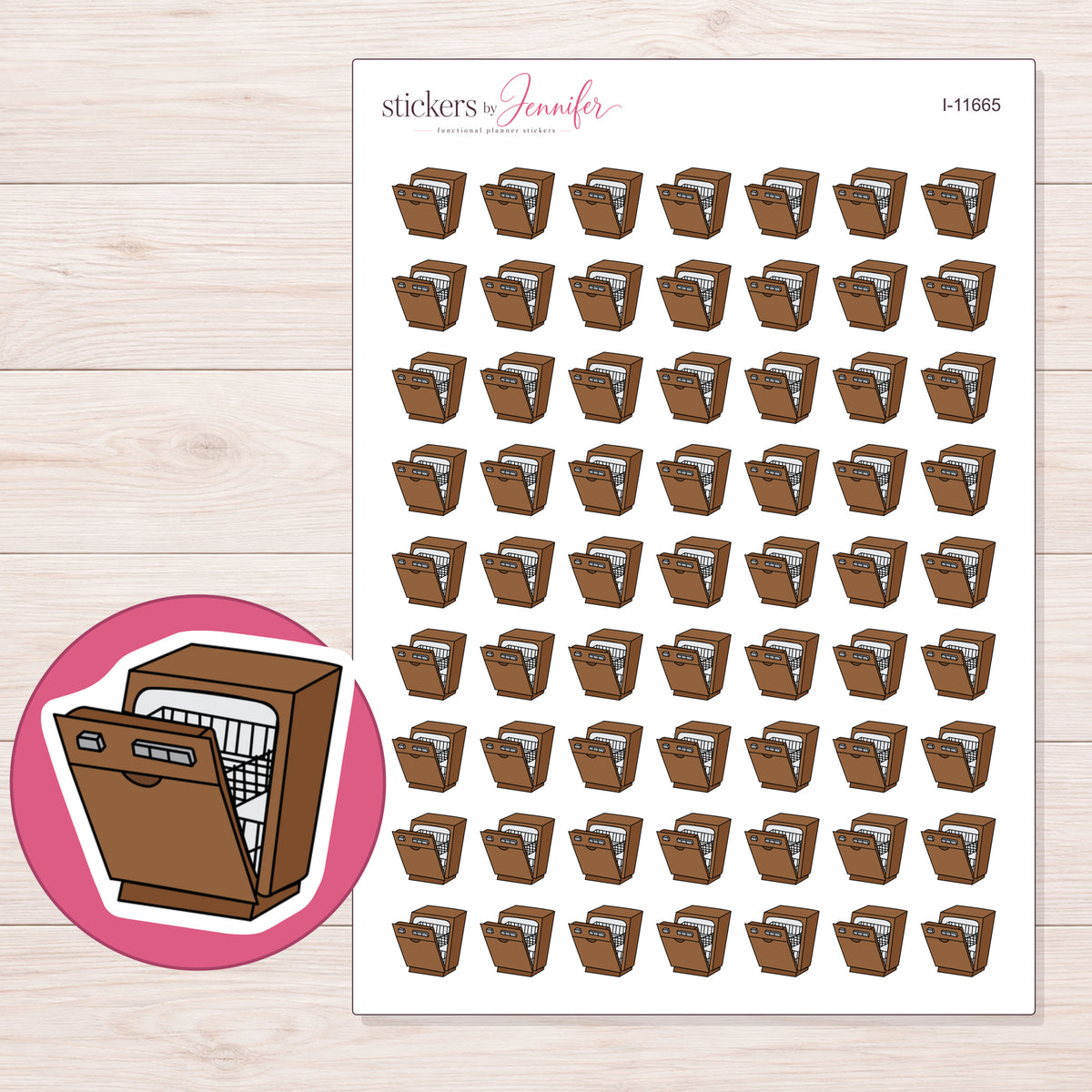 I-11665 planner sticker sheet with enlarged sticker detail