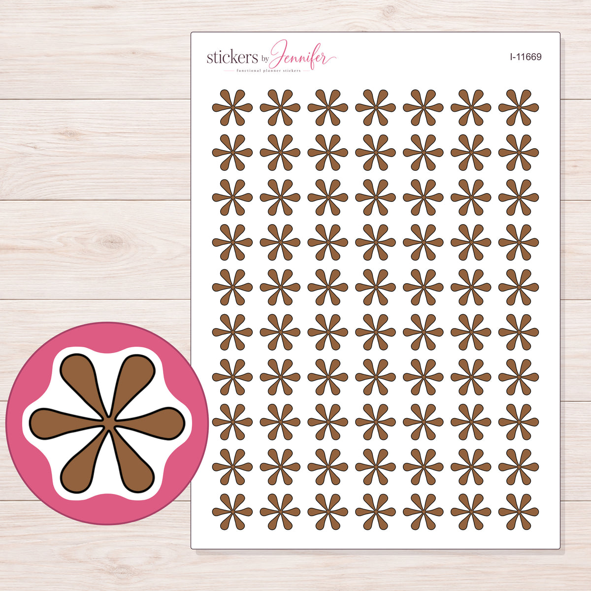 I-11669 planner sticker sheet with enlarged sticker detail