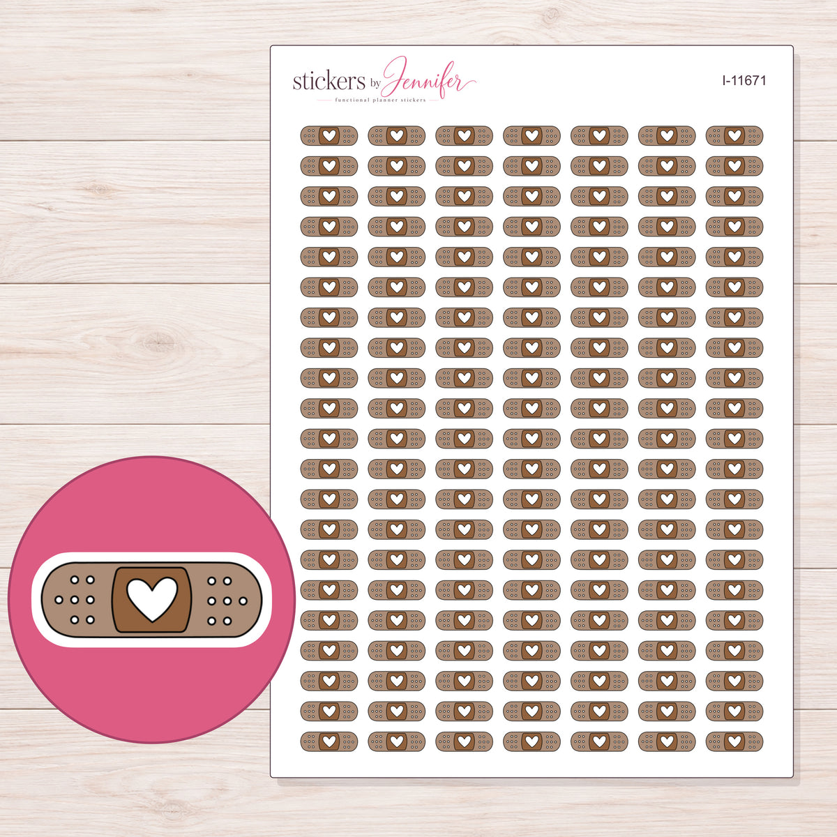 I-11671 planner sticker sheet with enlarged sticker detail