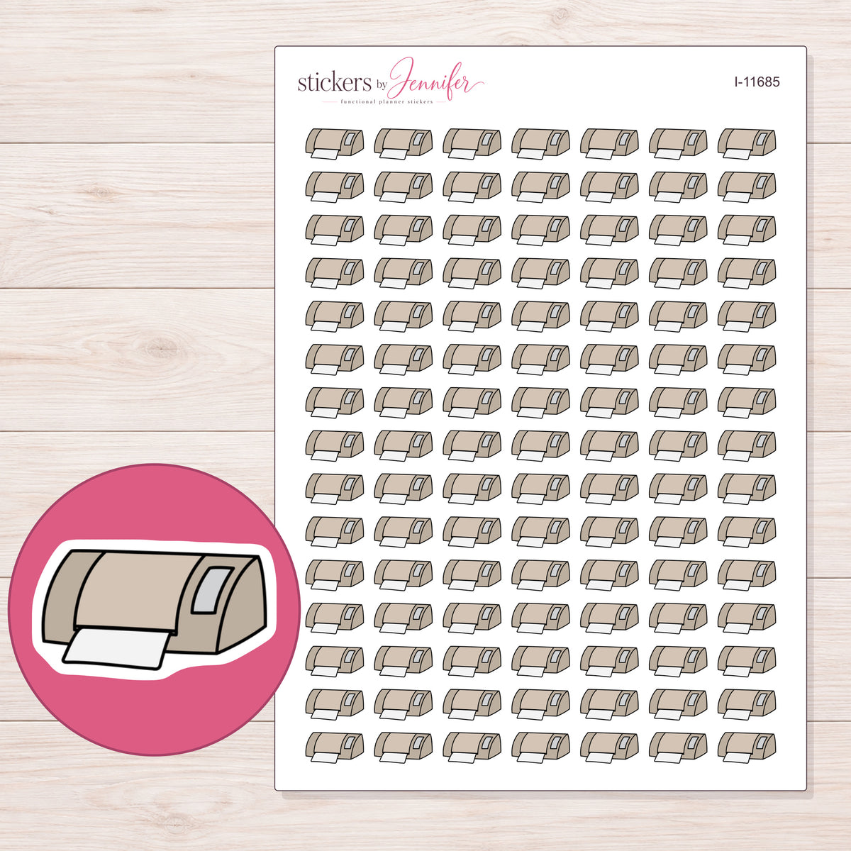 I-11685 planner sticker sheet with enlarged sticker detail