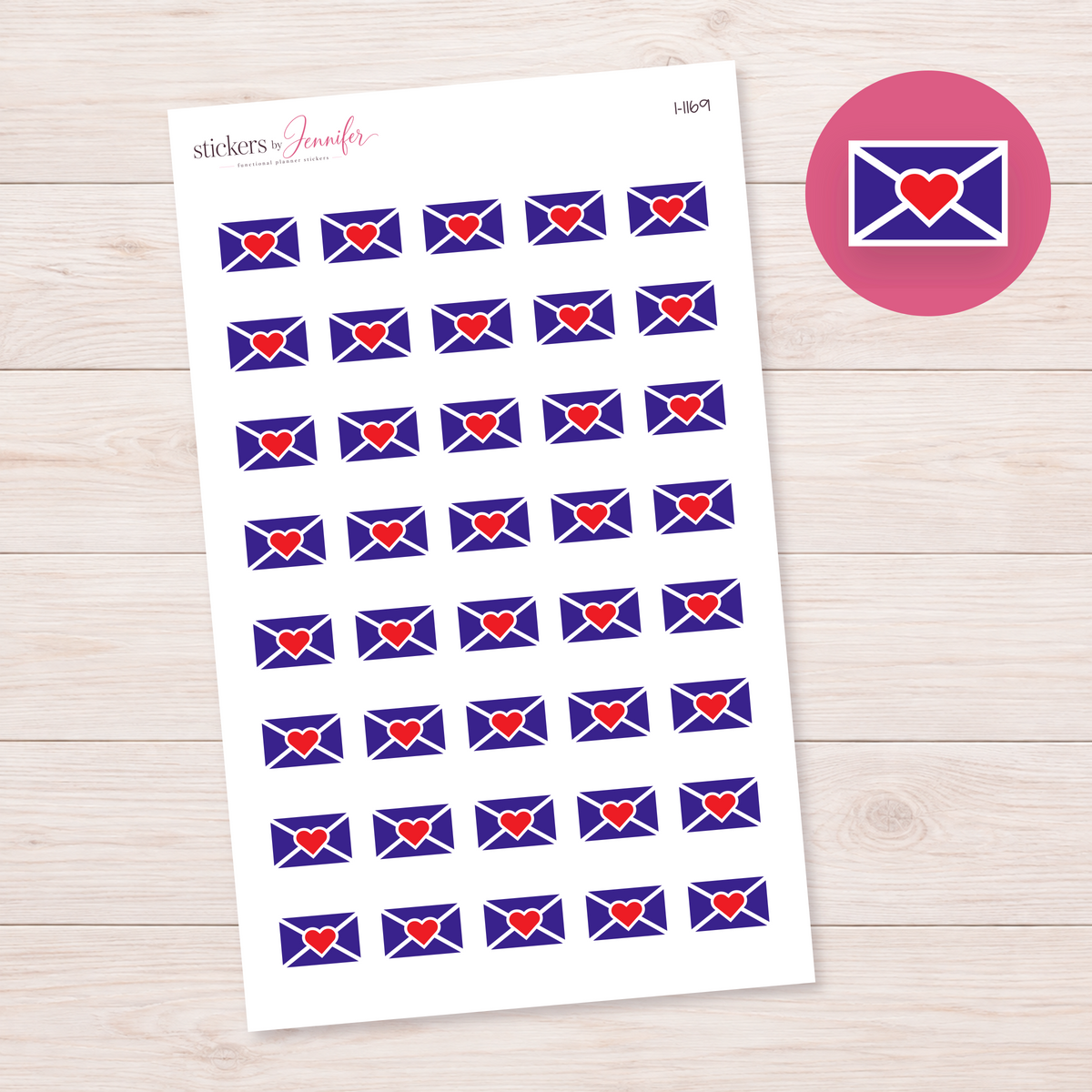 Deep Purple Heart-Sealed Envelope Planner Stickers | I-1169