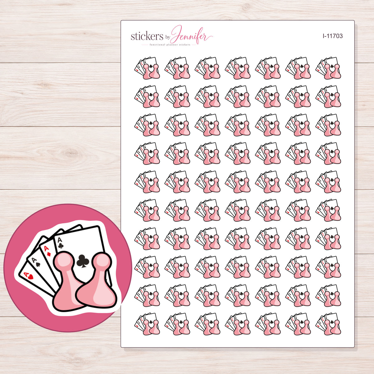 I-11703 planner sticker sheet with enlarged sticker detail