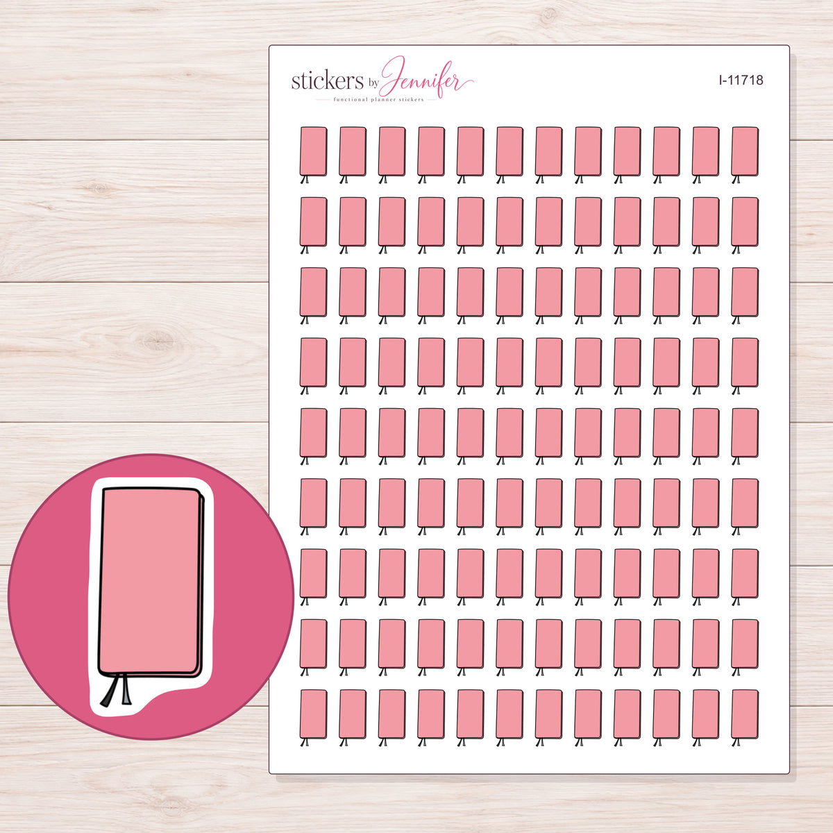 I-11718 planner sticker sheet with enlarged sticker detail