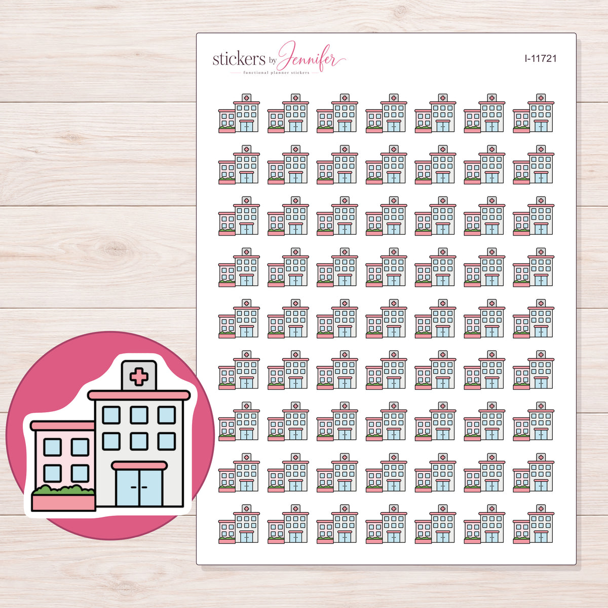 I-11721 planner sticker sheet with enlarged sticker detail