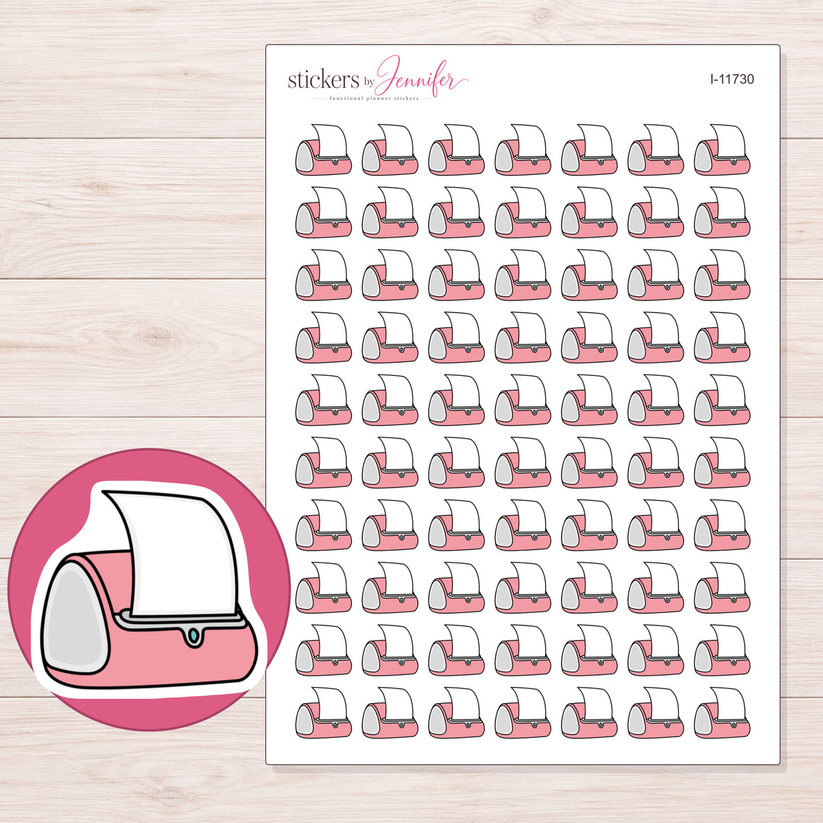 I-11730 planner sticker sheet with enlarged sticker detail