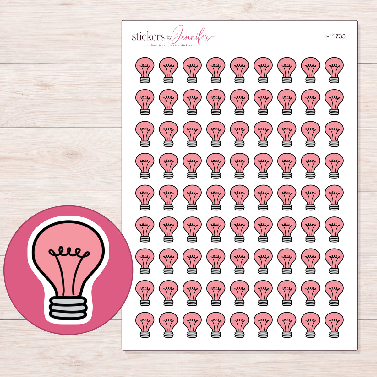 I-11735 planner sticker sheet with enlarged sticker detail