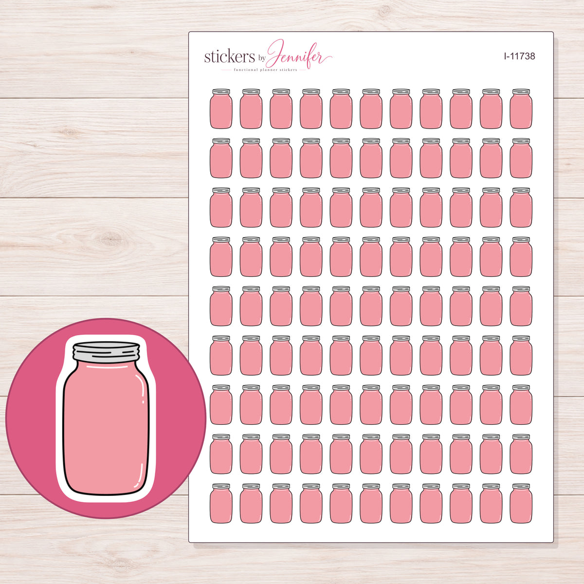 I-11738 planner sticker sheet with enlarged sticker detail