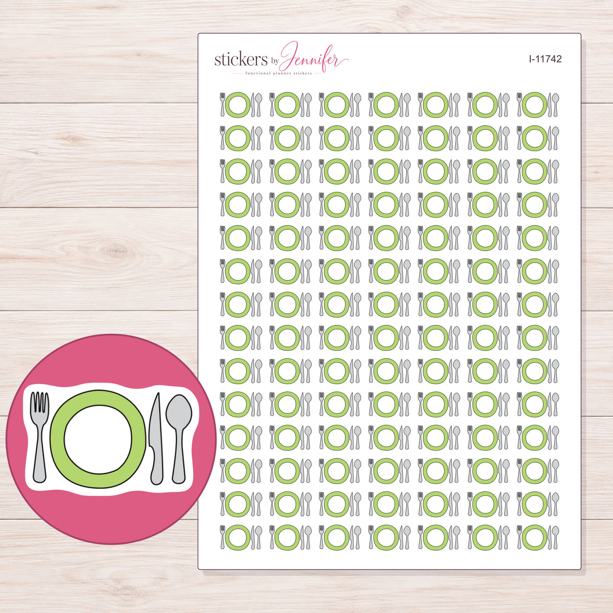 I-11742 planner sticker sheet with enlarged sticker detail