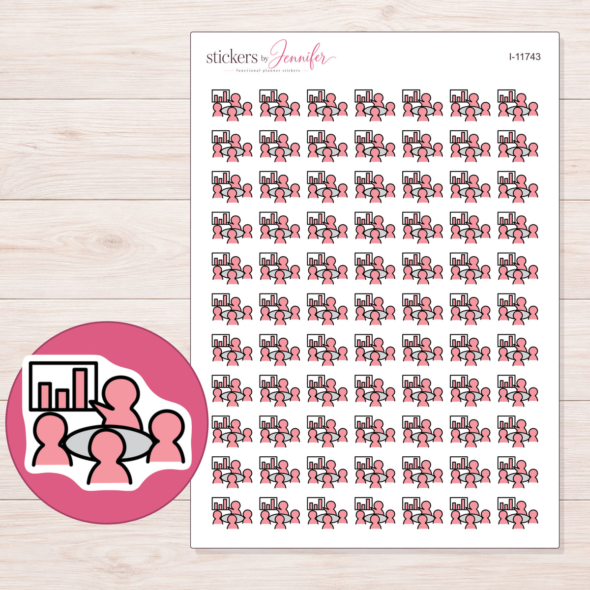 I-11743 planner sticker sheet with enlarged sticker detail