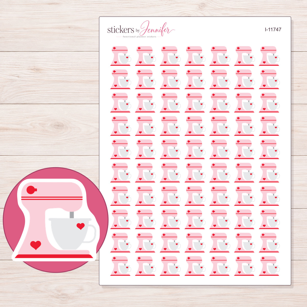 I-11747 planner sticker sheet with enlarged sticker detail