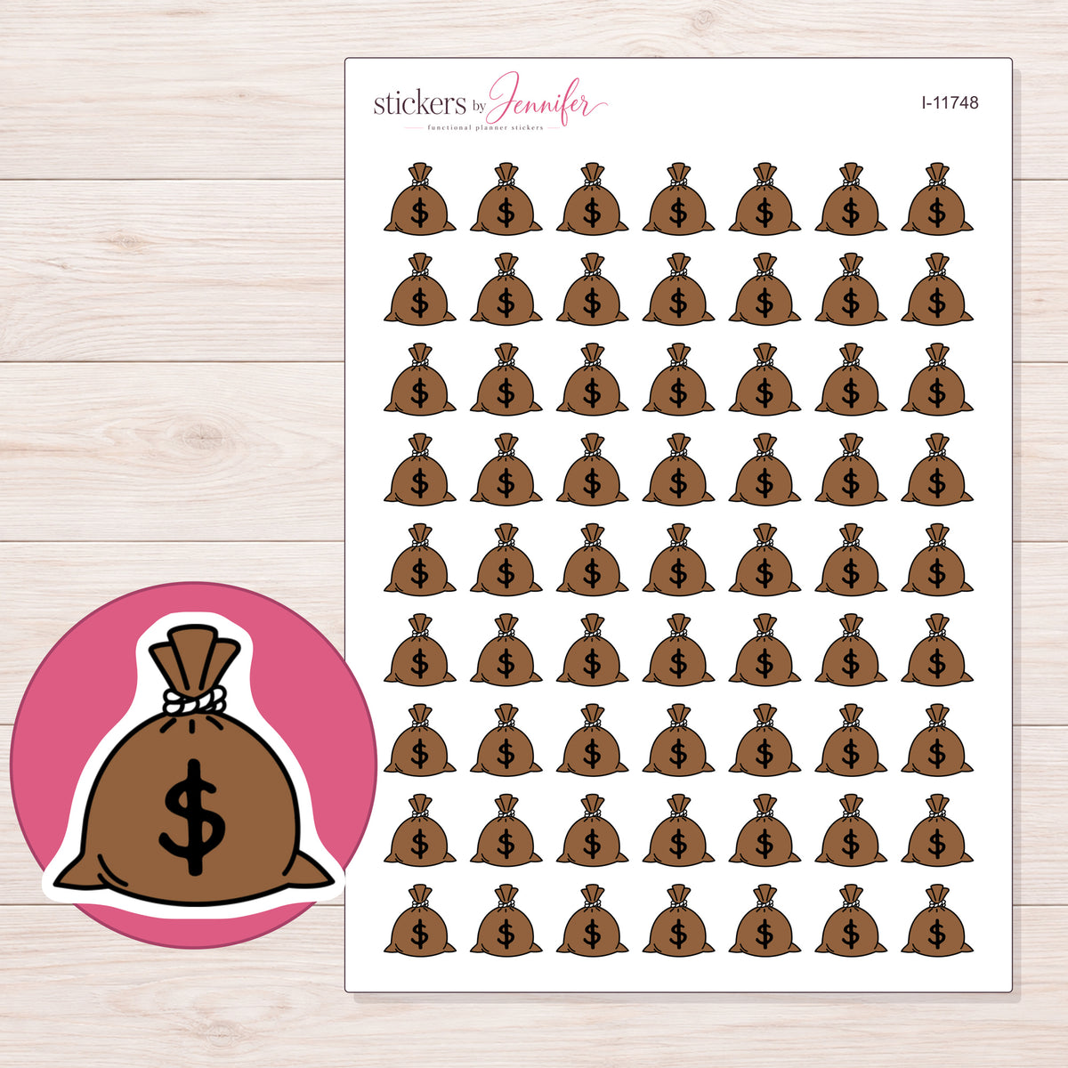 I-11748 planner sticker sheet with enlarged sticker detail
