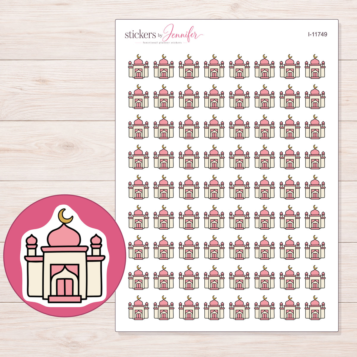 I-11749 planner sticker sheet with enlarged sticker detail
