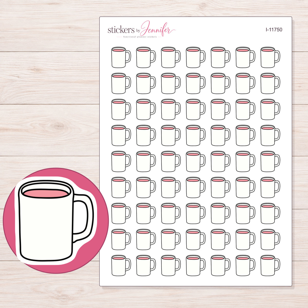 I-11750 planner sticker sheet with enlarged sticker detail