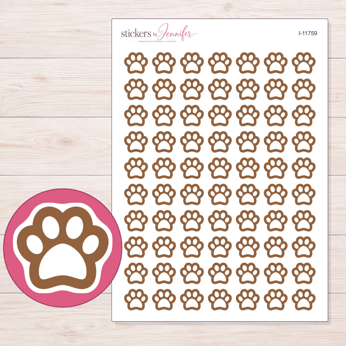 I-11759 planner sticker sheet with enlarged sticker detail