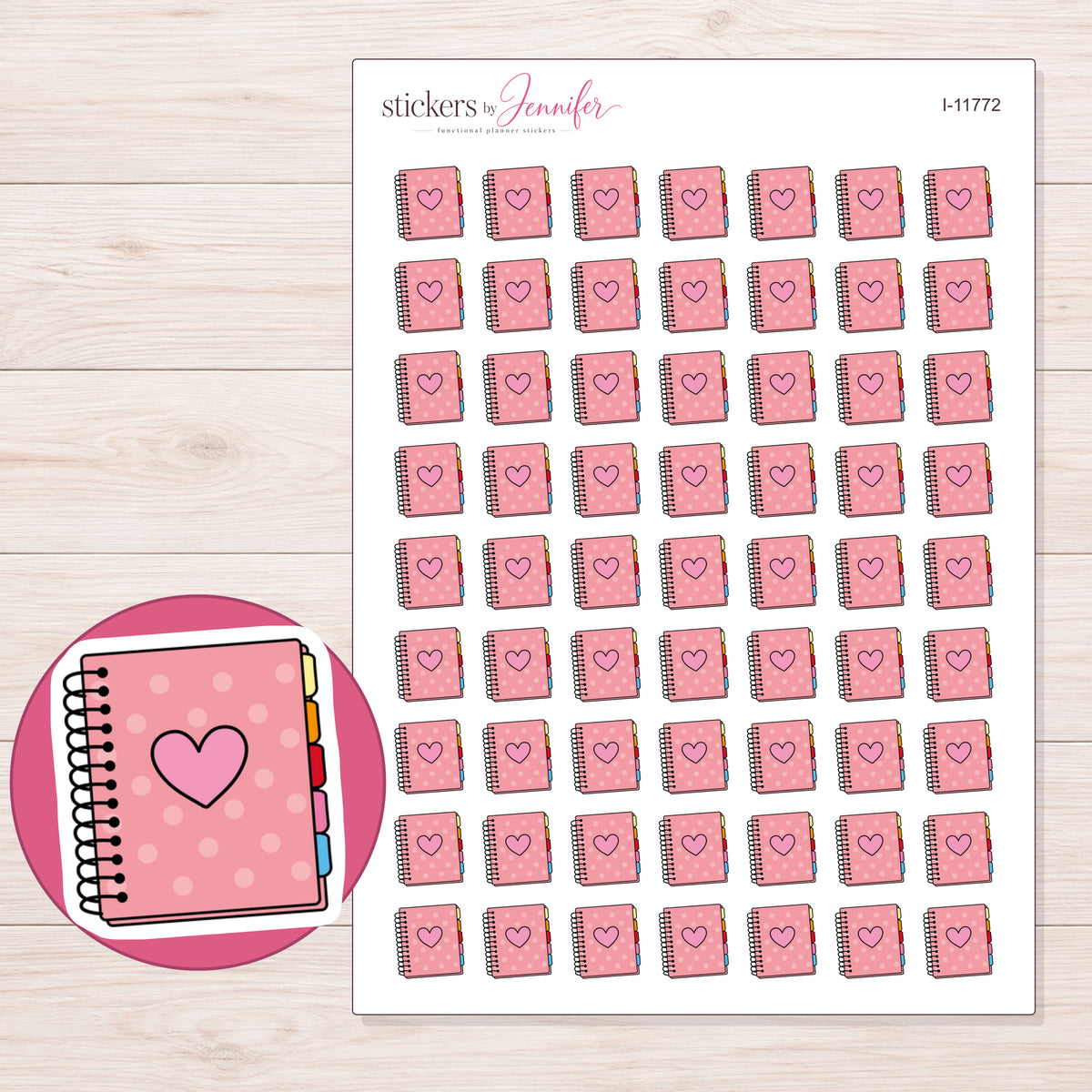 I-11772 planner sticker sheet with enlarged sticker detail