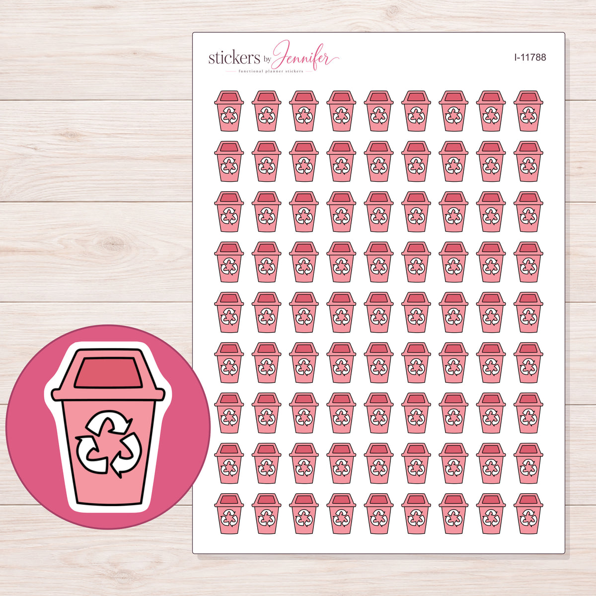 I-11788 planner sticker sheet with enlarged sticker detail