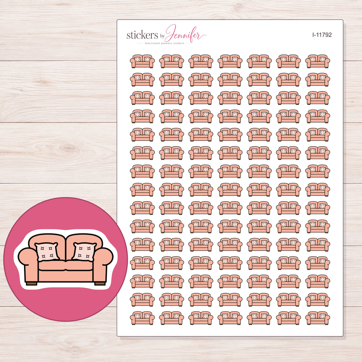 I-11792 planner sticker sheet with enlarged sticker detail