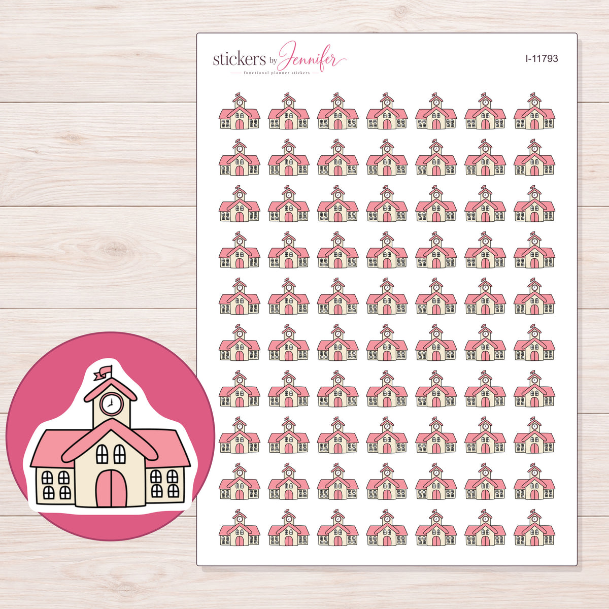 I-11793 planner sticker sheet with enlarged sticker detail