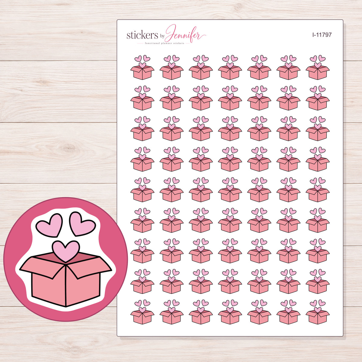 I-11797 planner sticker sheet with enlarged sticker detail