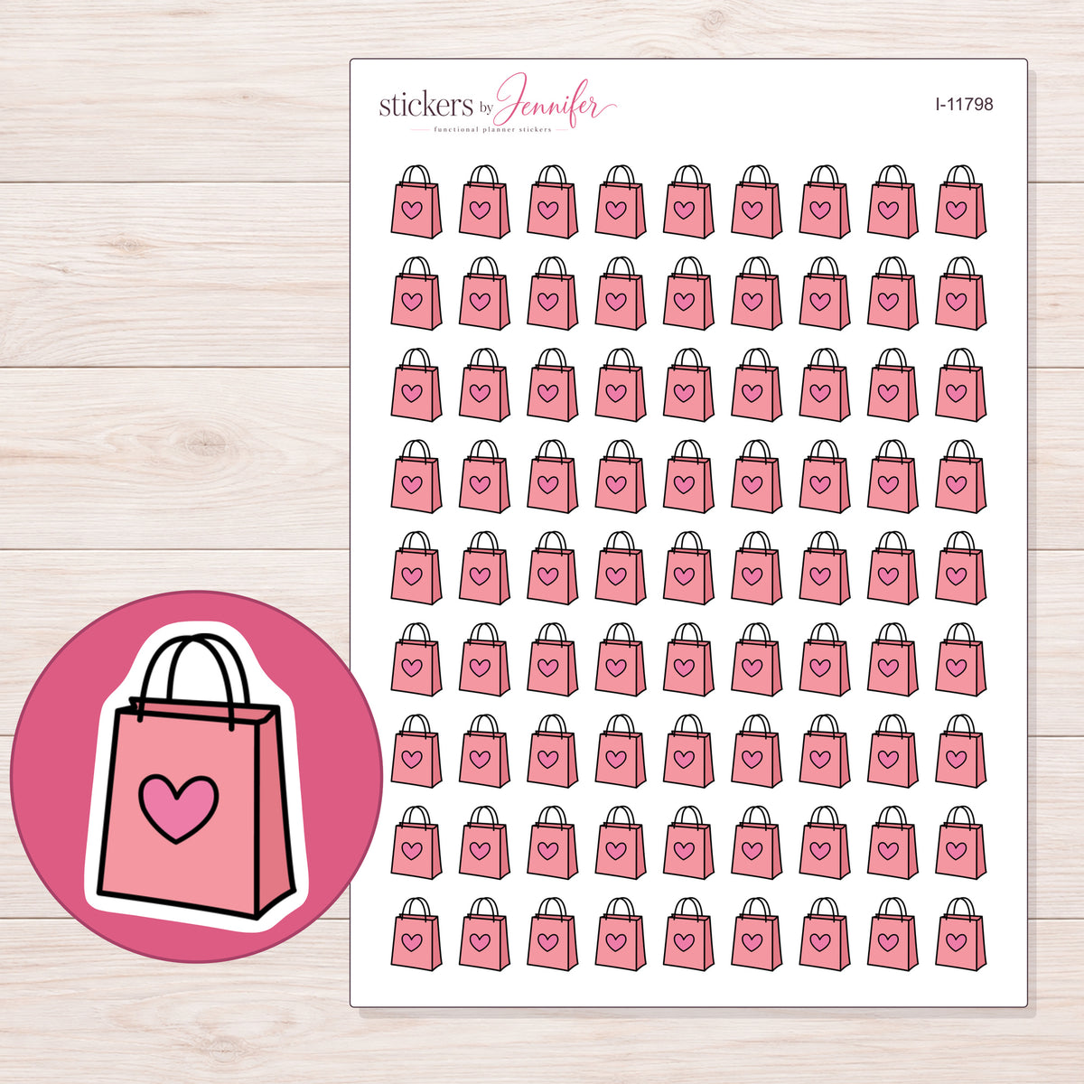 I-11798 planner sticker sheet with enlarged sticker detail