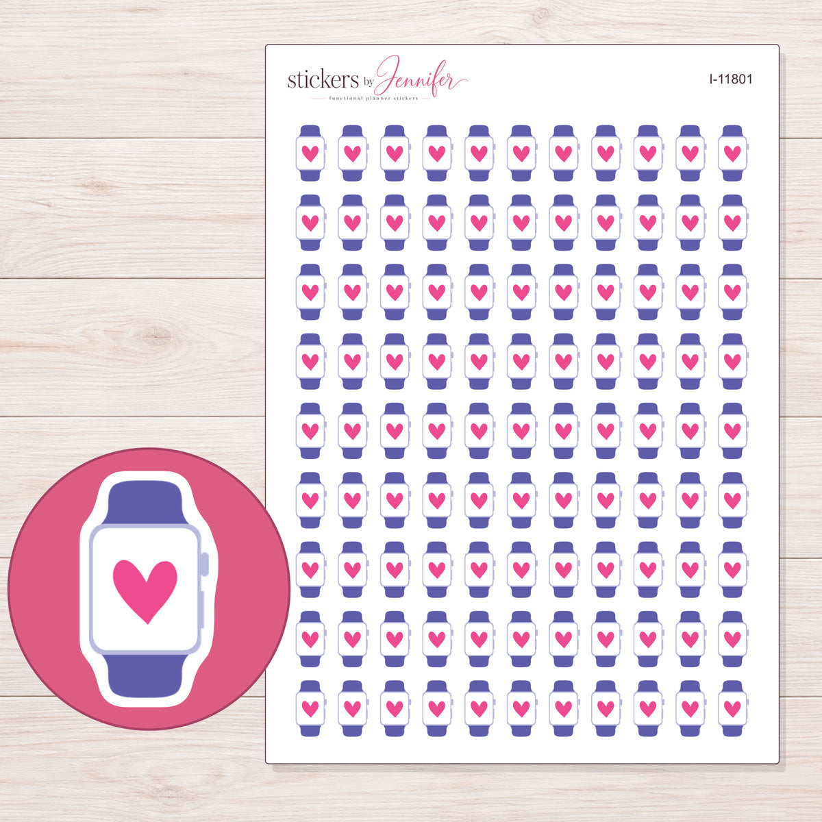 I-11801 planner sticker sheet with enlarged sticker detail