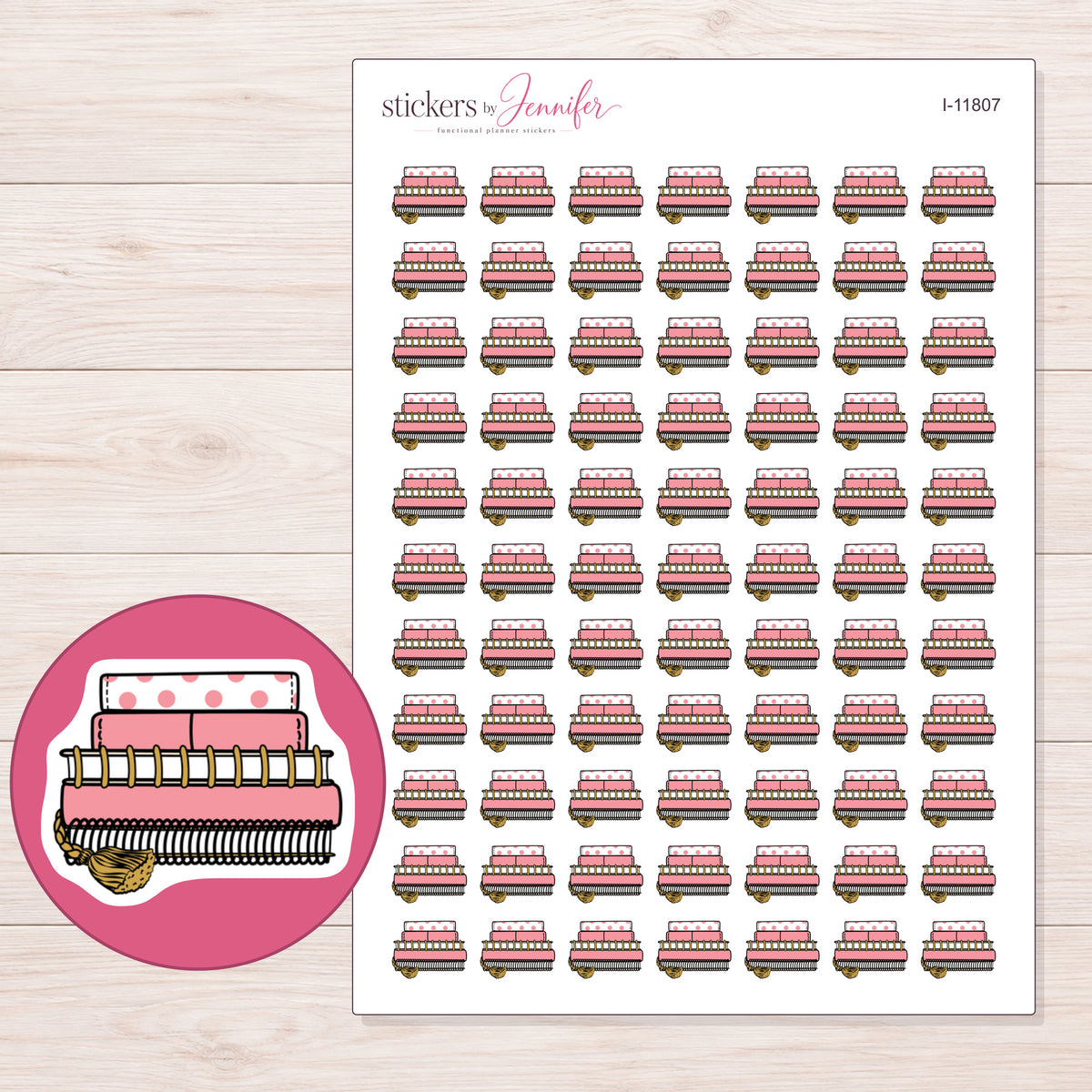 I-11807 planner sticker sheet with enlarged sticker detail