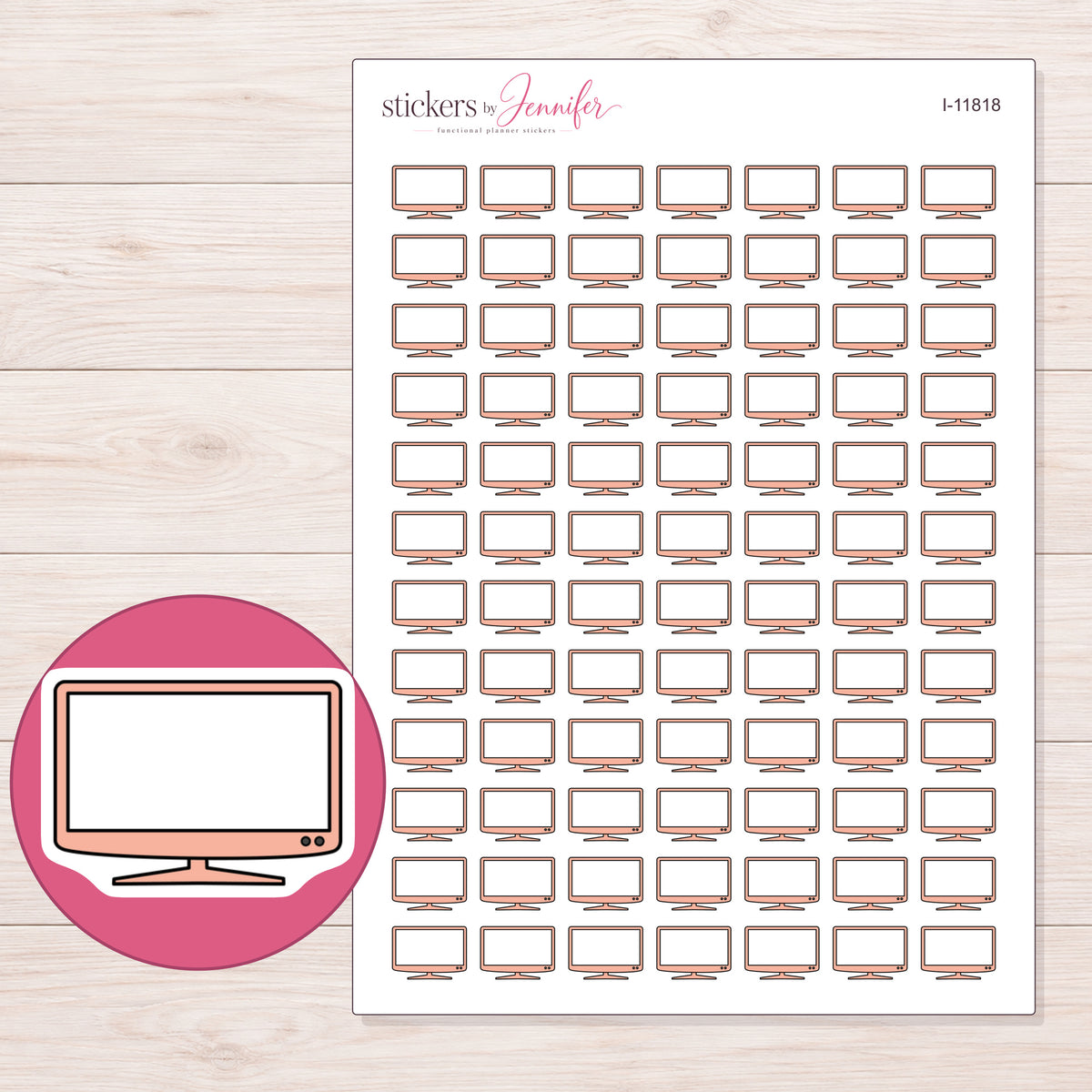 I-11818 planner sticker sheet with enlarged sticker detail