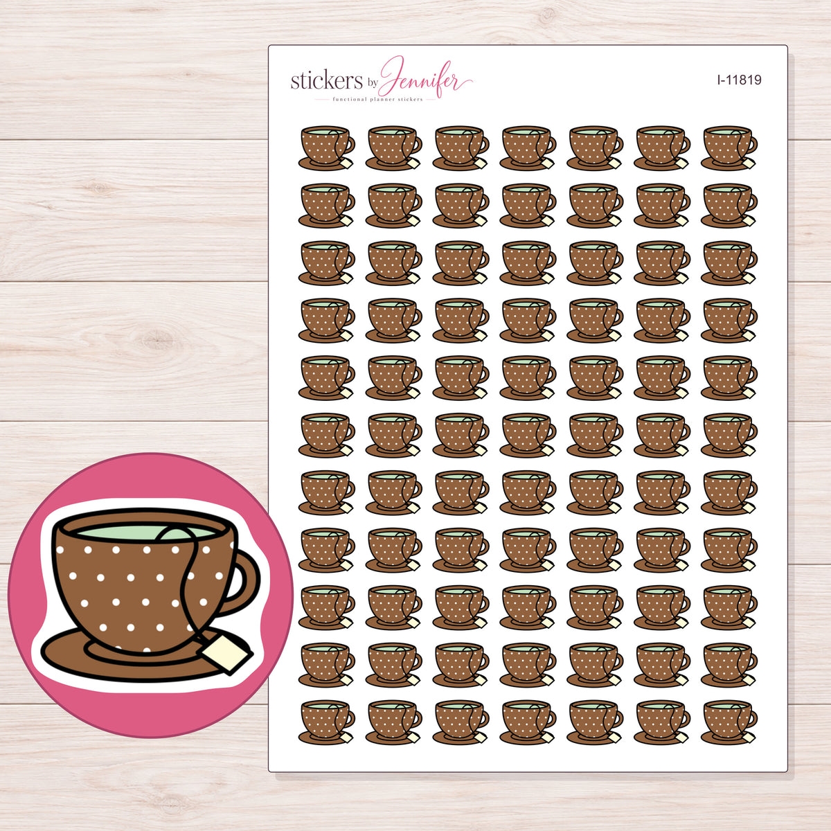 I-11819 planner sticker sheet with enlarged sticker detail