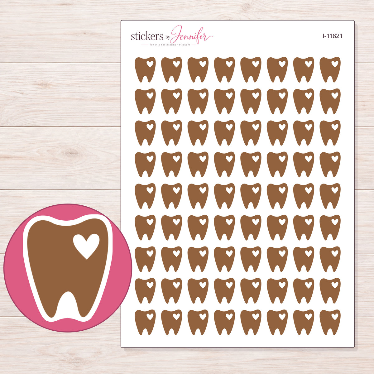 I-11821 planner sticker sheet with enlarged sticker detail
