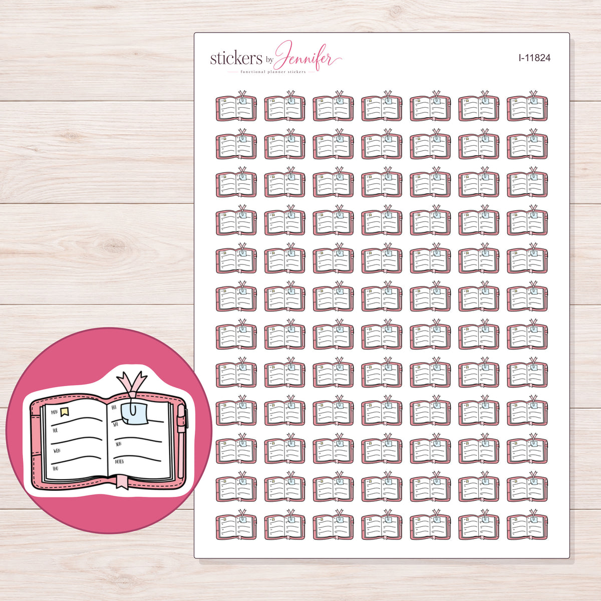 I-11824 planner sticker sheet with enlarged sticker detail