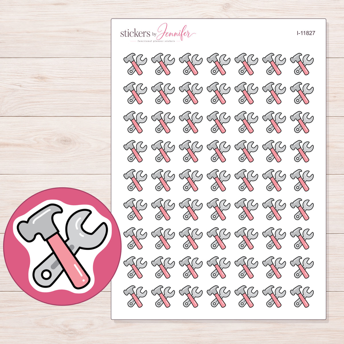 I-11827 planner sticker sheet with enlarged sticker detail