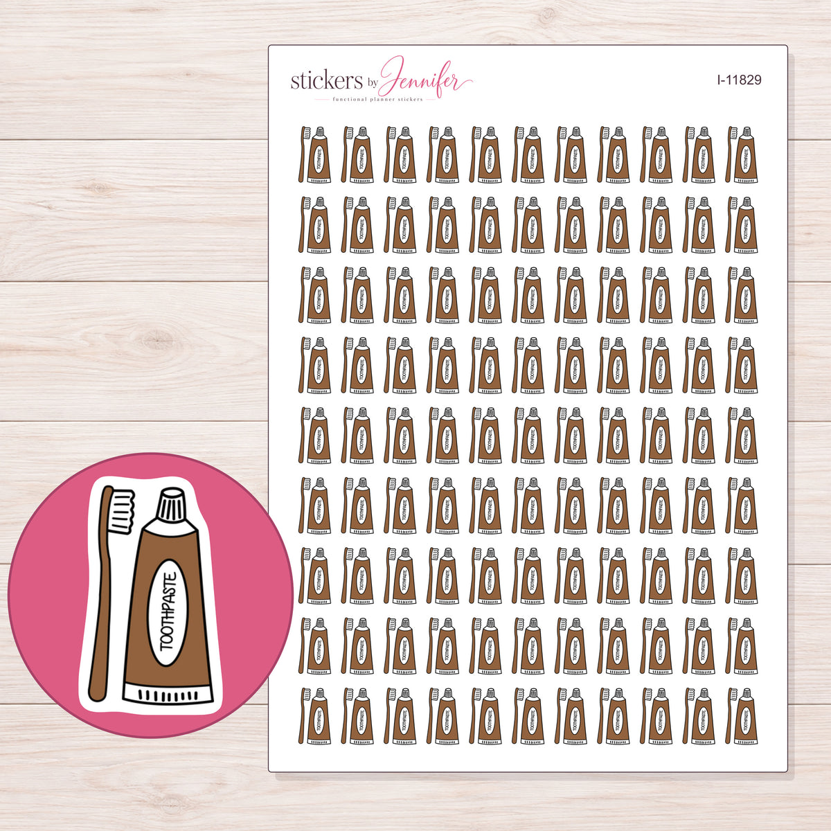 I-11829 planner sticker sheet with enlarged sticker detail