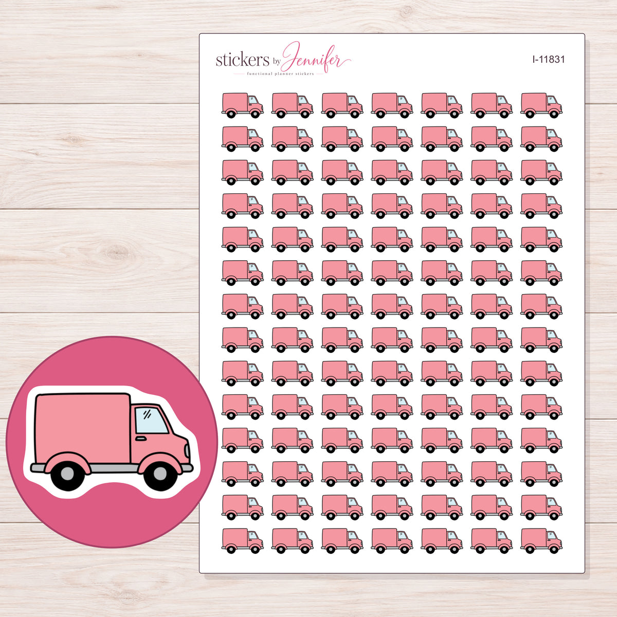 I-11831 planner sticker sheet with enlarged sticker detail
