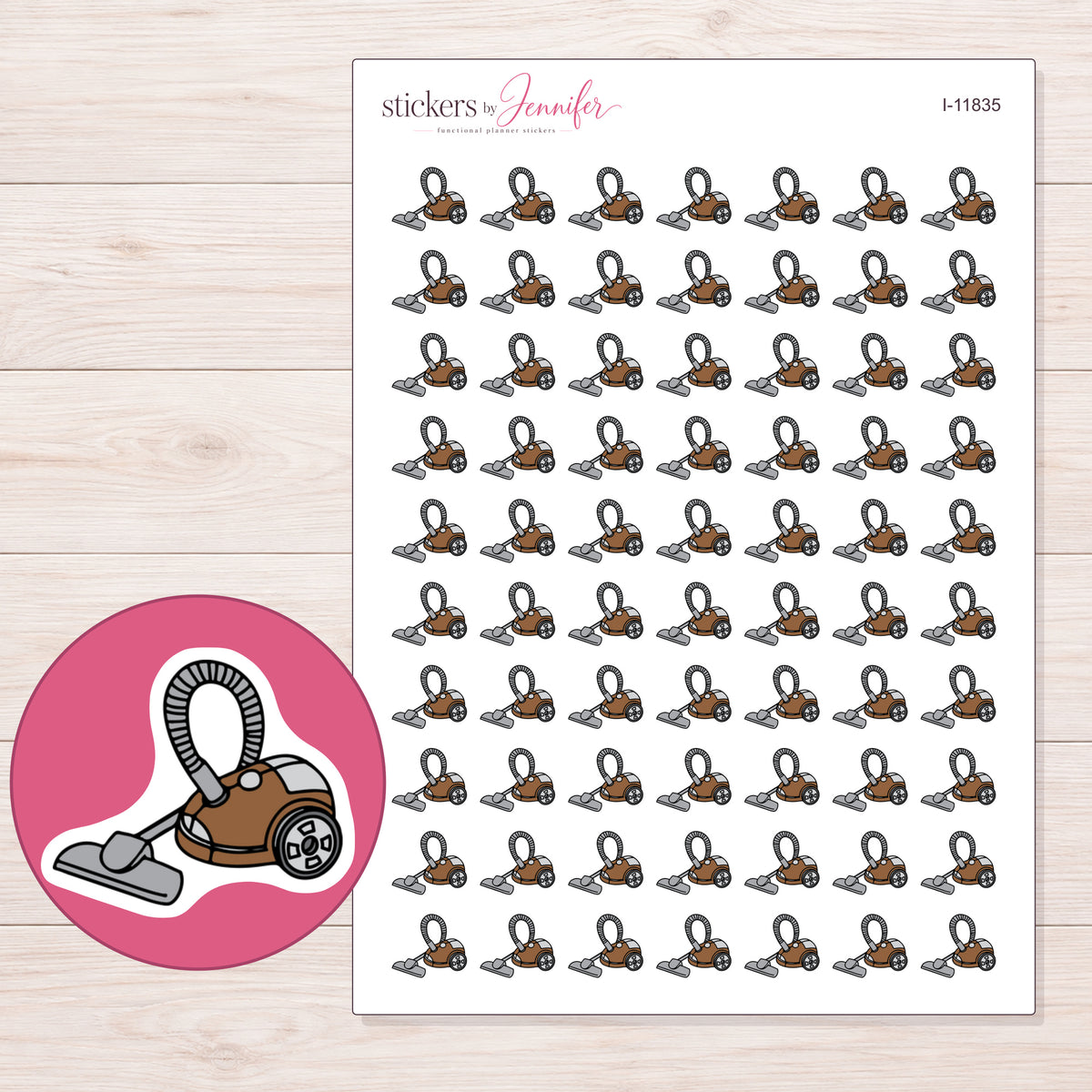 I-11835 planner sticker sheet with enlarged sticker detail