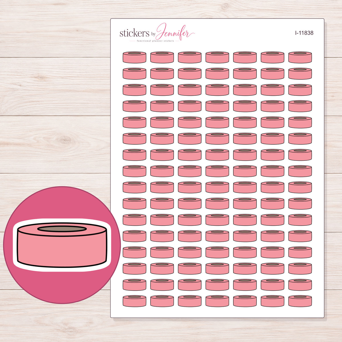 I-11838 planner sticker sheet with enlarged sticker detail
