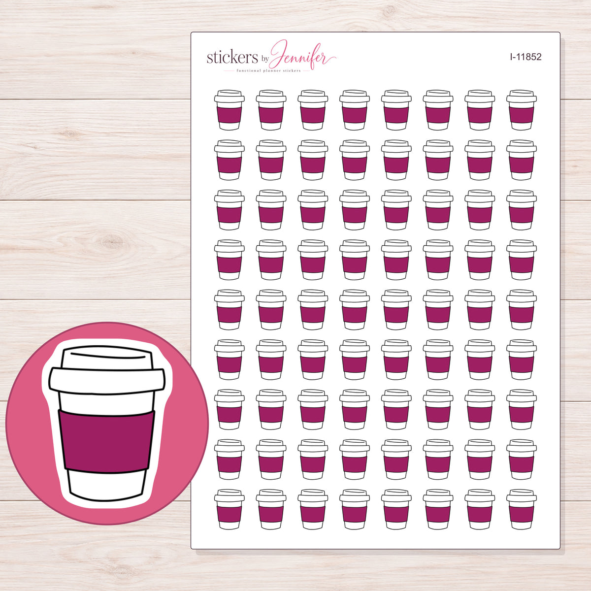 I-11852 planner sticker sheet with enlarged sticker detail