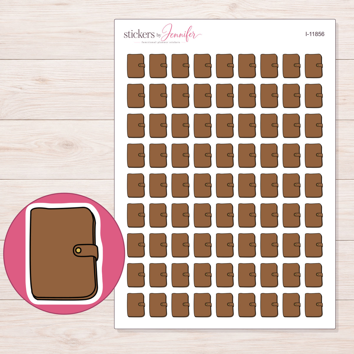 I-11856 planner sticker sheet with enlarged sticker detail