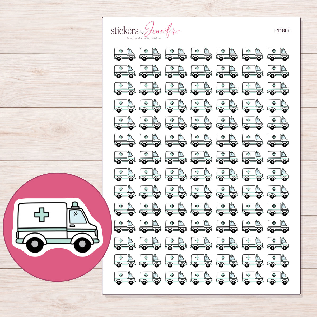 I-11866 planner sticker sheet with enlarged sticker detail