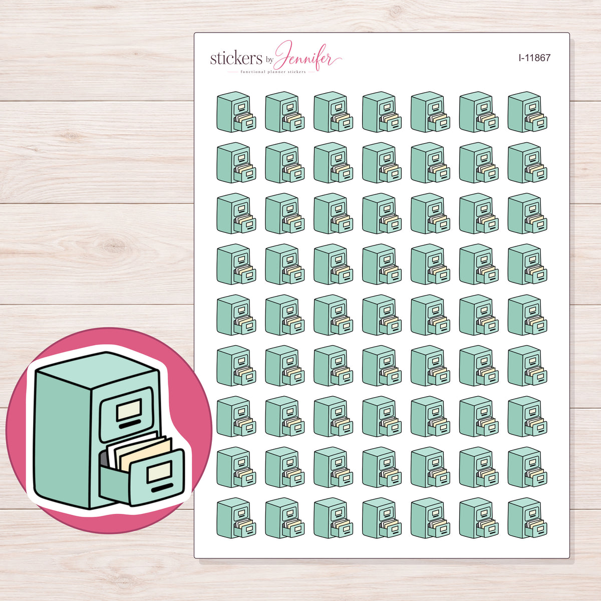 I-11867 planner sticker sheet with enlarged sticker detail