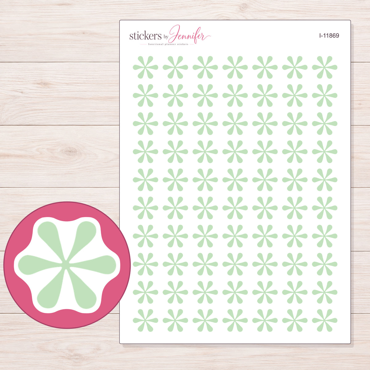 I-11869 planner sticker sheet with enlarged sticker detail