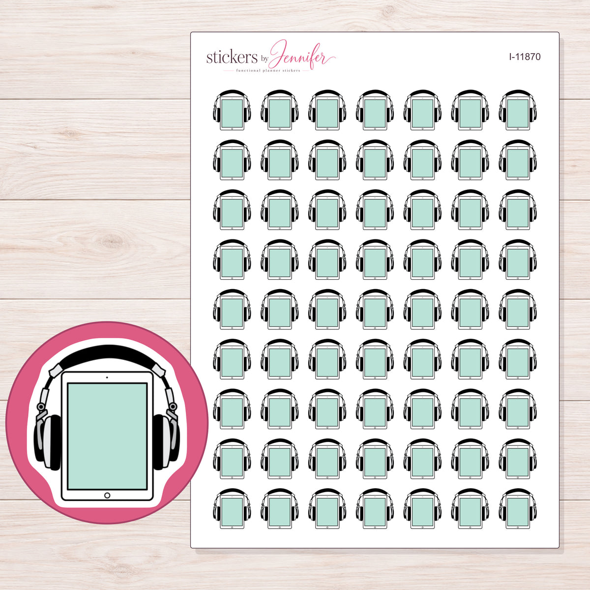 I-11870 planner sticker sheet with enlarged sticker detail