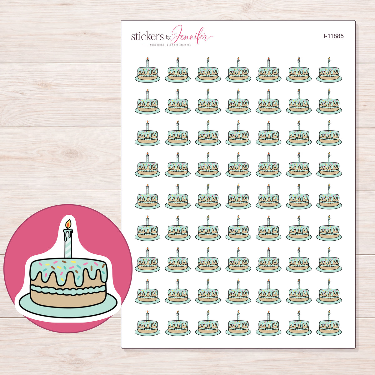 I-11885 planner sticker sheet with enlarged sticker detail