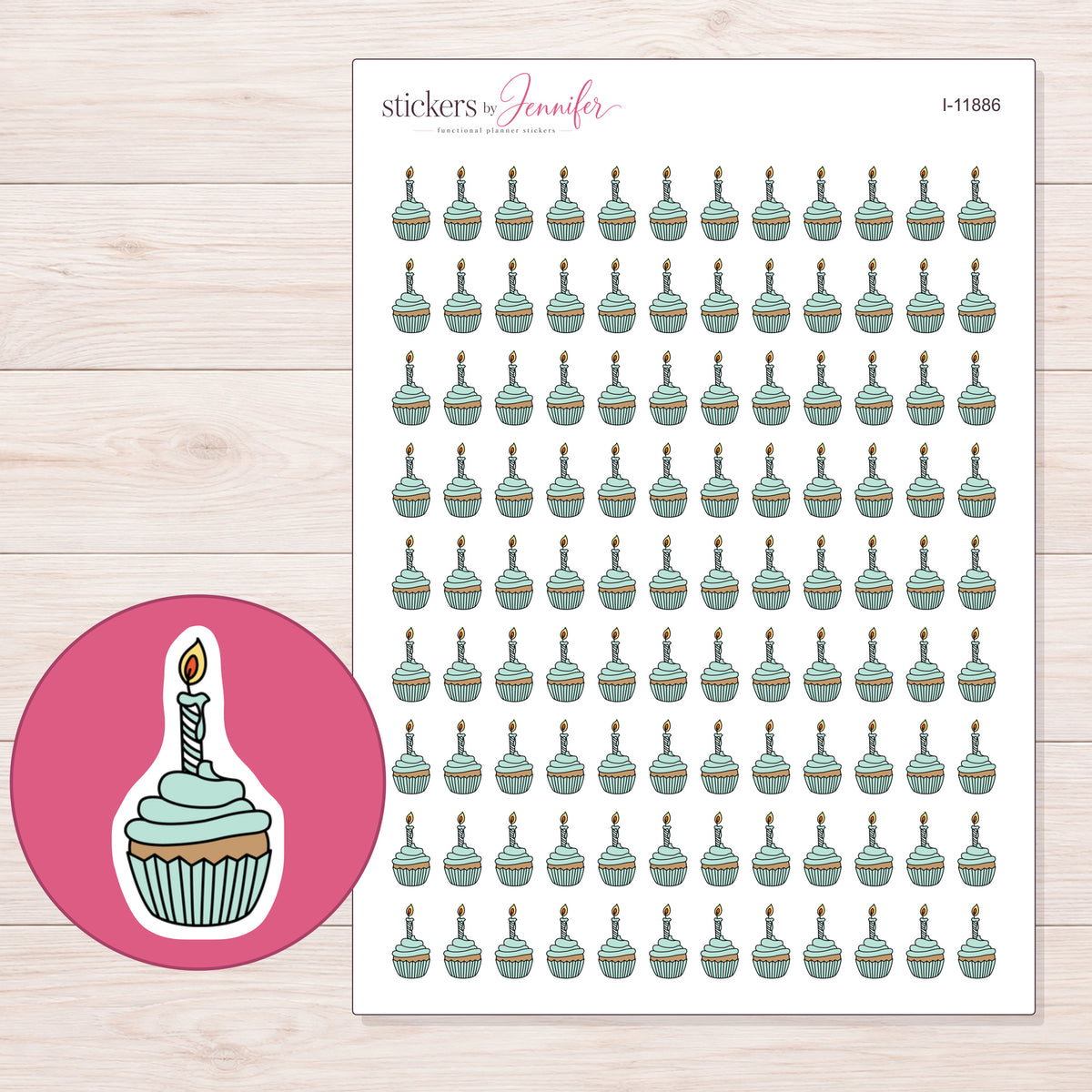 I-11886 planner sticker sheet with enlarged sticker detail