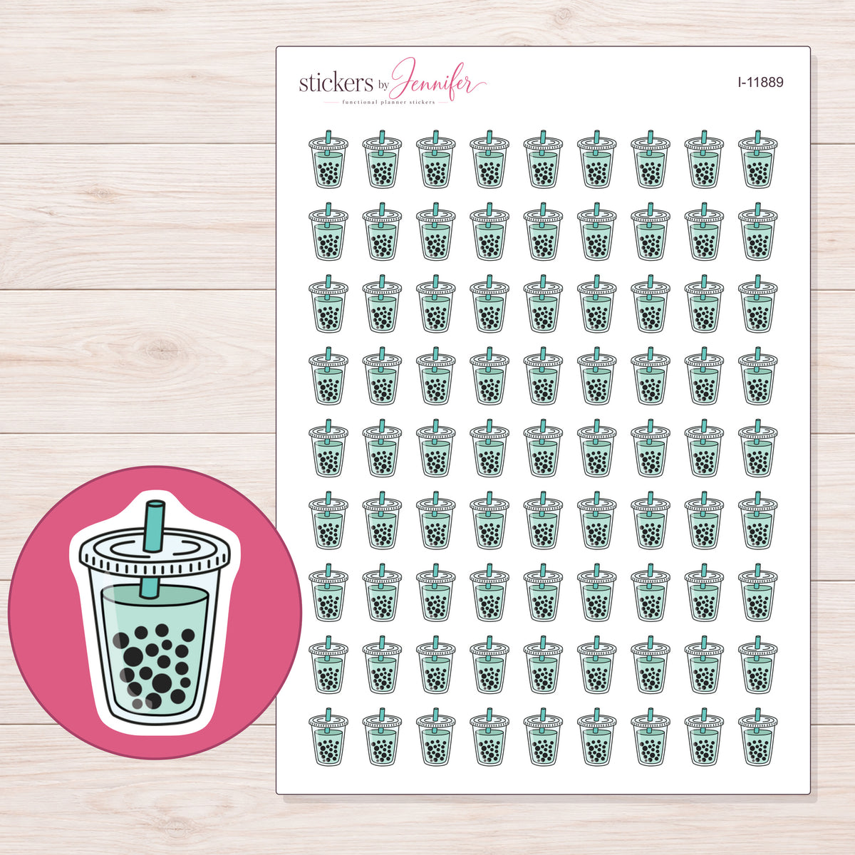 I-11889 planner sticker sheet with enlarged sticker detail